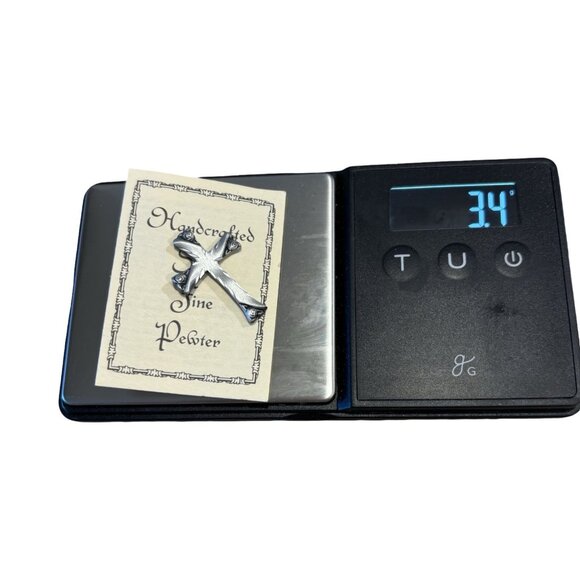 Handmade Fine Pewter Cross Pin Roses New England Vintage NWT Classic Elegant - Picture 4 of 8